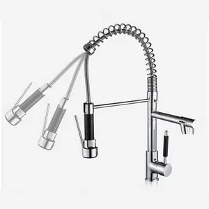 Dual Spout Kitchen Faucet with Spring Pull-Down Sprayer – photo 4