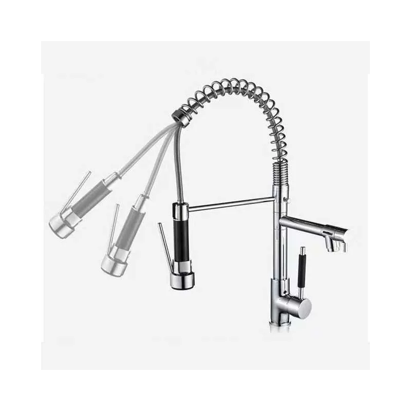 Dual Spout Kitchen Faucet with Spring Pull-Down Sprayer – photo 4
