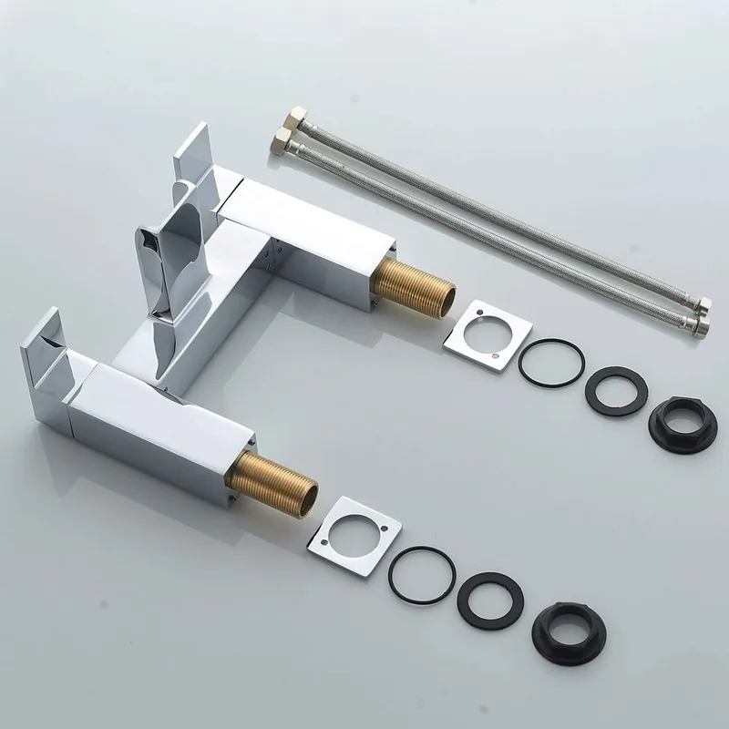 Square Waterfall Bath Filler with Flat Lever Handles – photo 5
