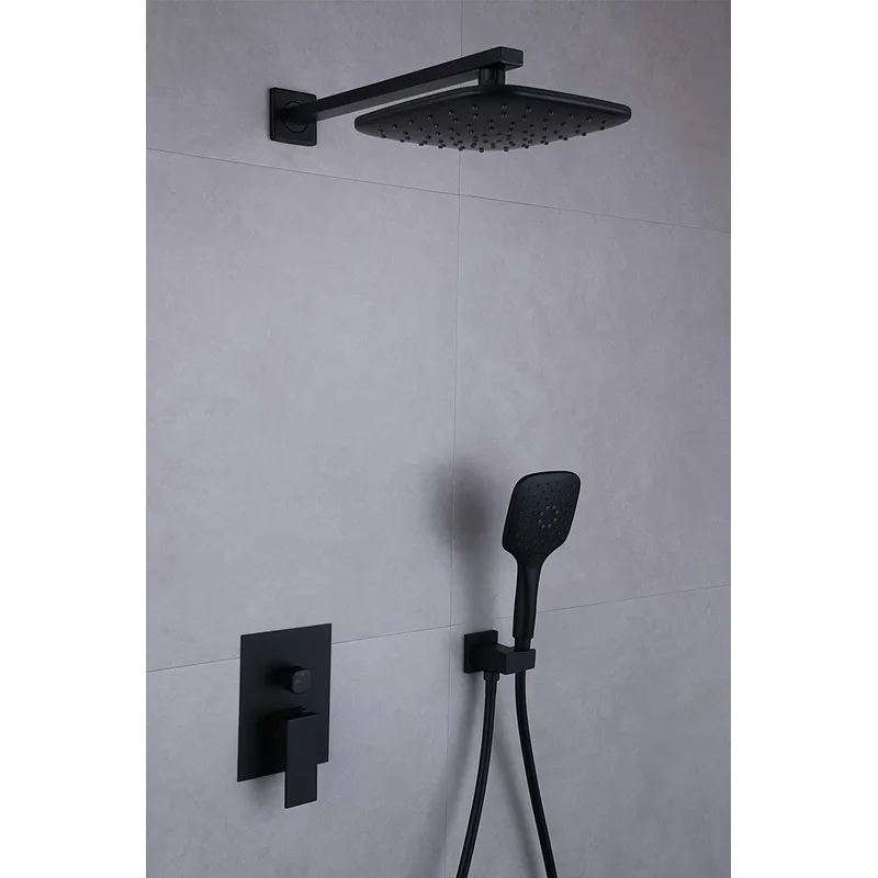 Matte Black Concealed Shower with Ceiling-Mounted Rain Head and Slide Rail – photo 5