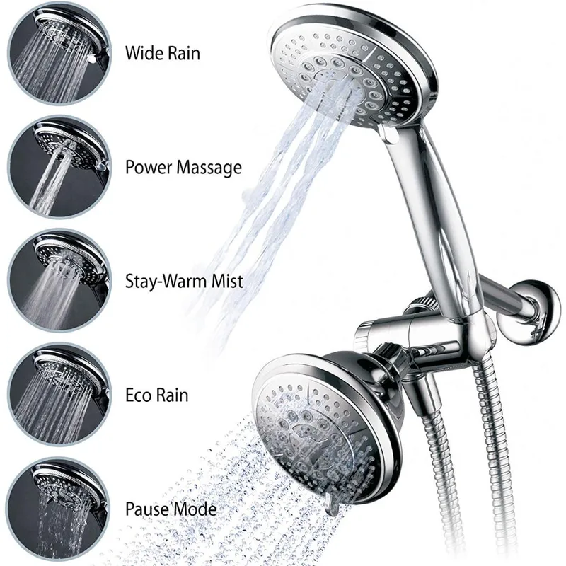 Dual Shower Head Combo with Handheld and 5 Spray Modes
