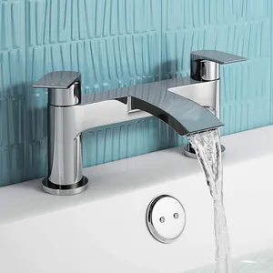 Chrome Waterfall Bath Filler with Rounded Body, Two-Handle – photo 2