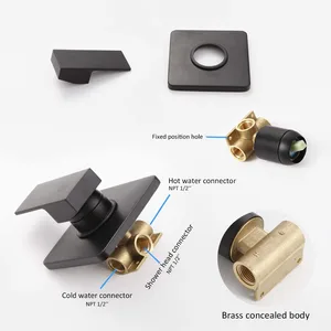 Matte Black Concealed Shower Set with Square Rain Head – photo 2