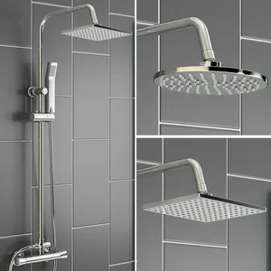 Chrome Round-Head Exposed Bar Shower with Slim Riser – photo 2