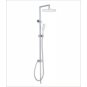 Exposed Shower Set with Square Rain Head and Hand Shower on Slide Rail