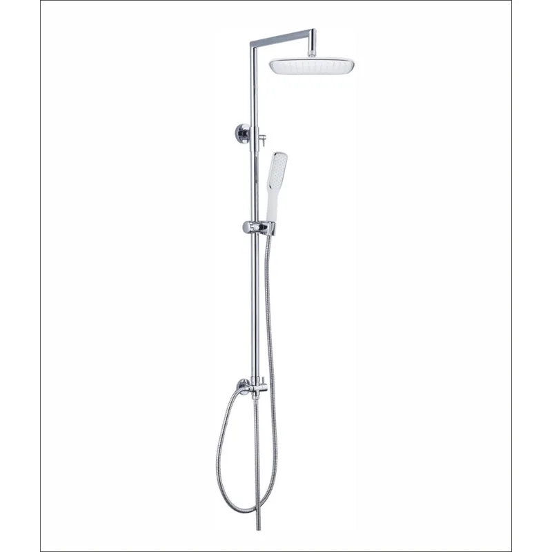 Exposed Shower Set with Square Rain Head and Hand Shower on Slide Rail