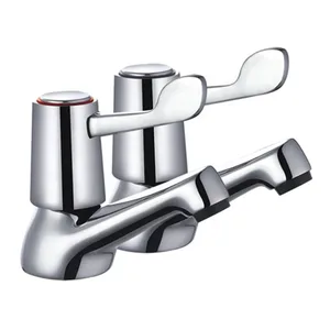 Chrome Waterfall Basin Pillar Taps with Lever Handles (Pair) – photo 6