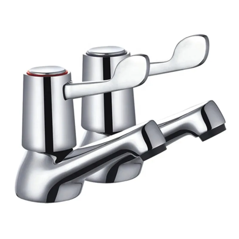 Chrome Waterfall Basin Pillar Taps with Lever Handles (Pair) – photo 6