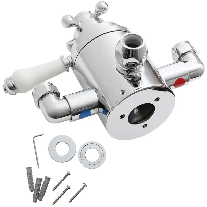 Traditional Chrome Rigid Riser Shower with Twin-Control Exposed Valve – photo 3