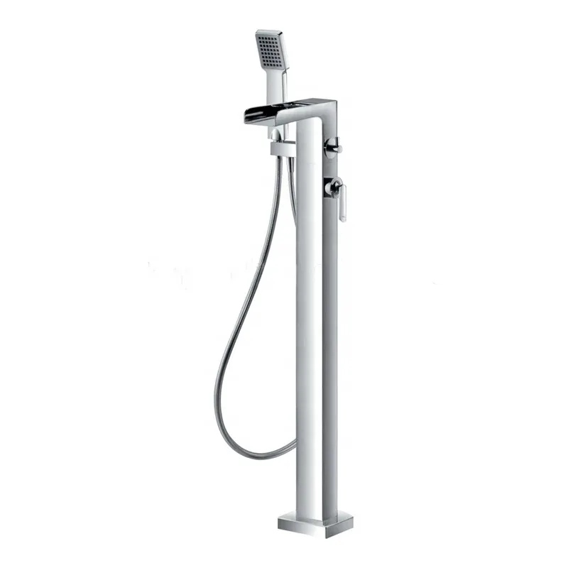 Freestanding Floor-Mounted Bath Filler with Hand Shower