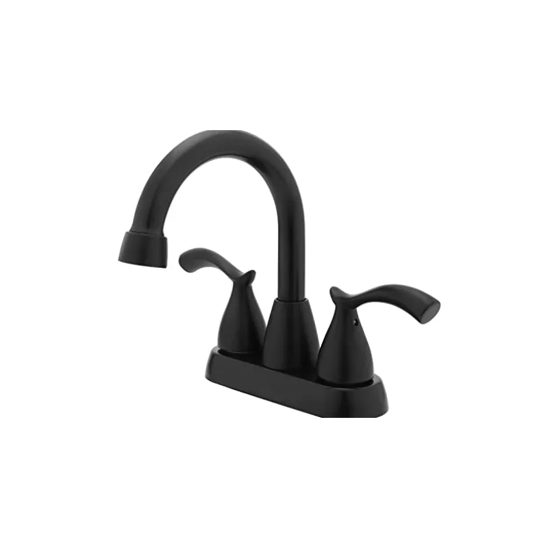 Matte Black Two-Handle Centerset Basin Faucet with Gooseneck Spout