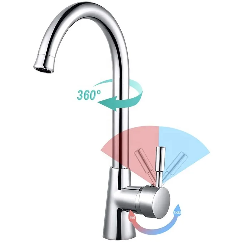 Chrome Gooseneck Single-Lever Kitchen Faucet with Ceramic Disc Valve – photo 2