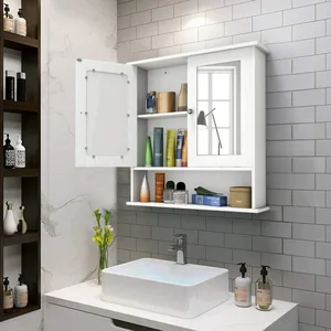 Grey Wall-Mounted Bathroom Mirror Cabinet with Shelf – photo 4