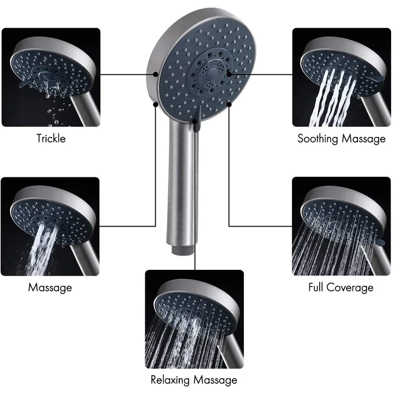 Brushed Stainless Steel Shower Slide Bar Kit with Hand Shower and Hose – photo 5