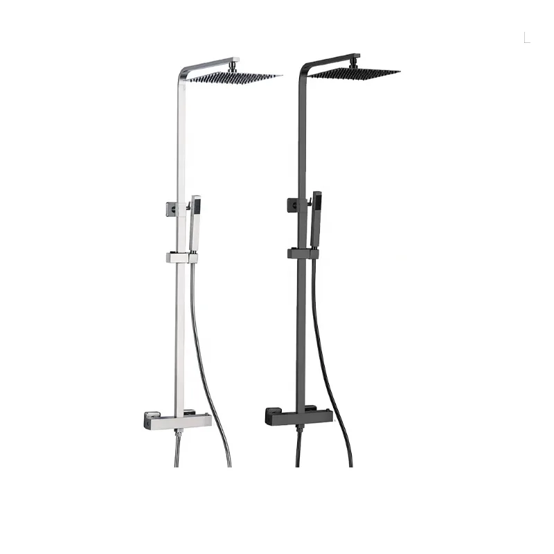 Square Exposed Shower System with Rain Head, Hand Shower and Bath Spout – photo 3
