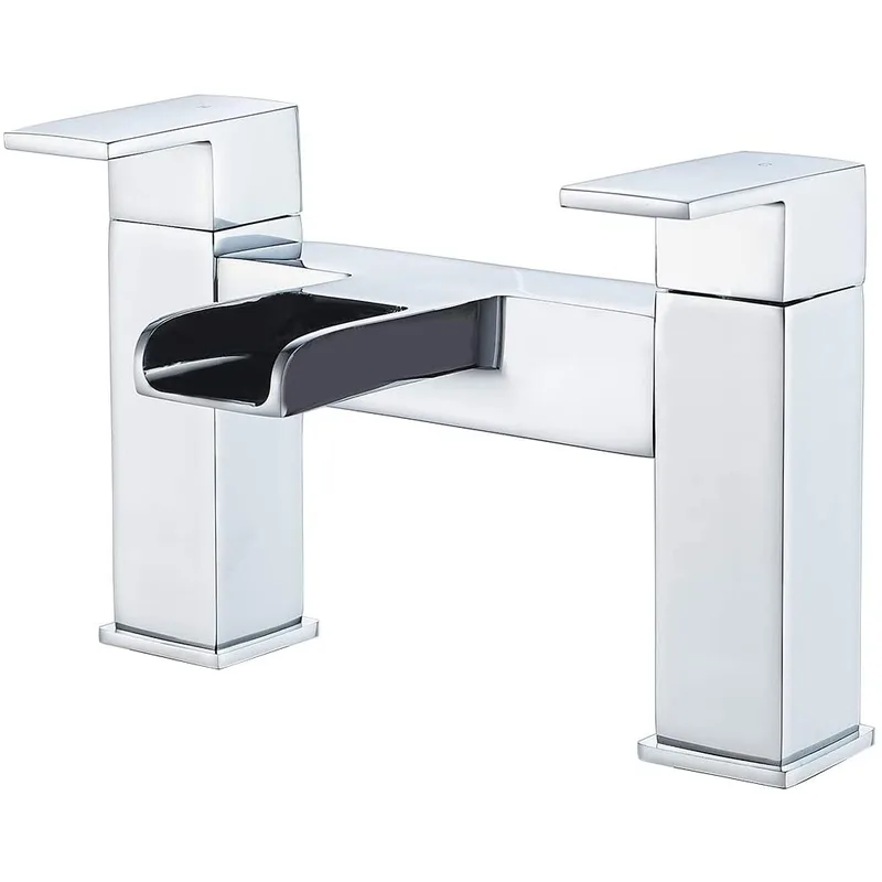 Square Waterfall Bath Filler with Flat Lever Handles