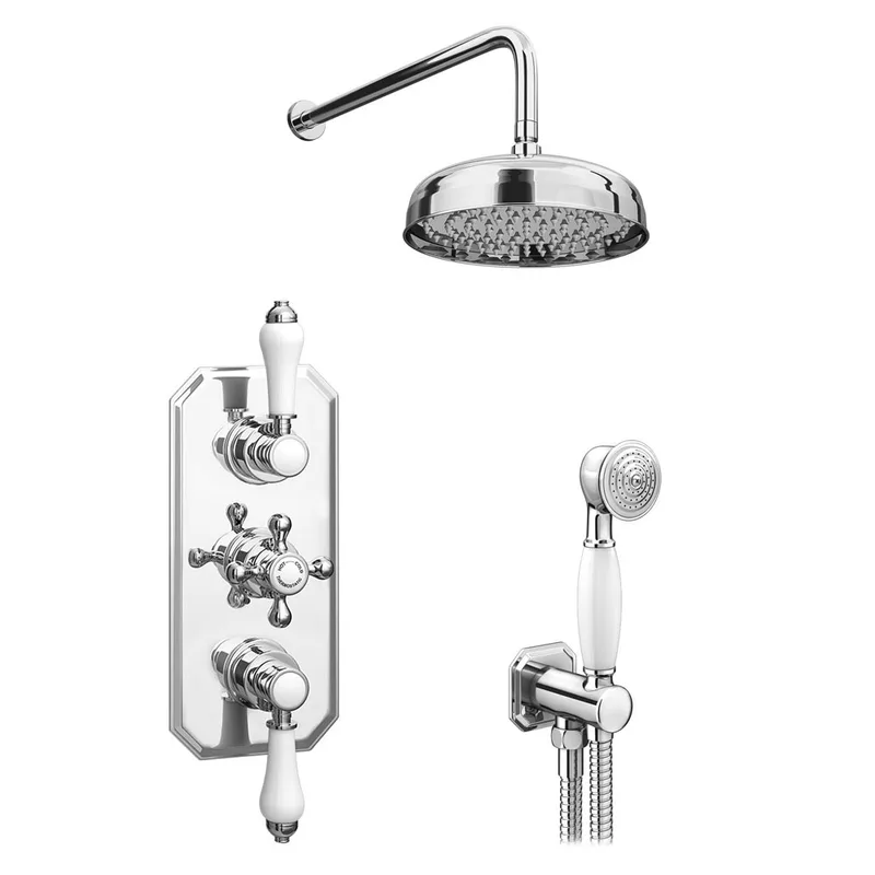 Traditional Chrome Concealed Shower with Round Rain Head and Hand Shower – photo 2
