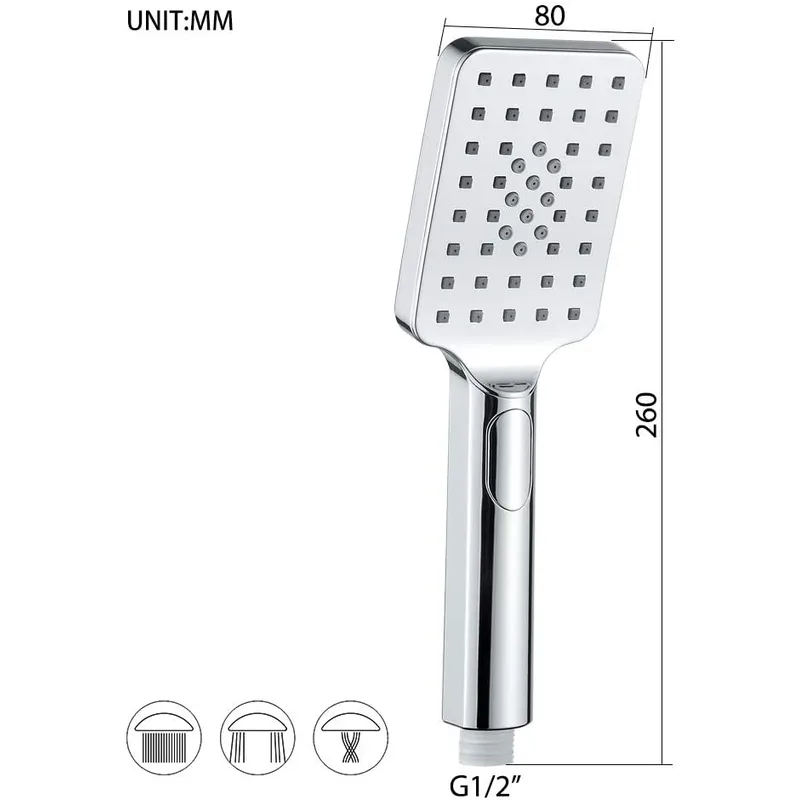 Square Rain Shower Kit with Wall Arm, Hand Shower and Hose – photo 2
