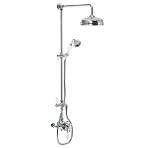 Traditional Chrome Rigid Riser Shower with Round Head and Handset – Exposed Valve – photo 3
