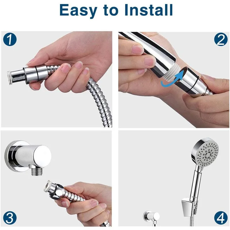 5-Setting Handheld Shower Head Set with Hose and Bracket – photo 4