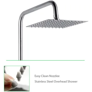 Chrome Exposed Shower System with Square Rain Head and Bath Spout – photo 4