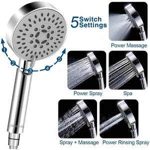 5-Setting Handheld Shower Head Set with Hose and Bracket – photo 3