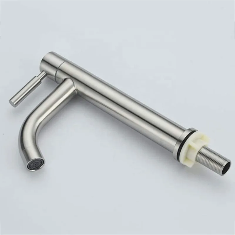Brushed Cylindrical Single-Lever Basin Tap