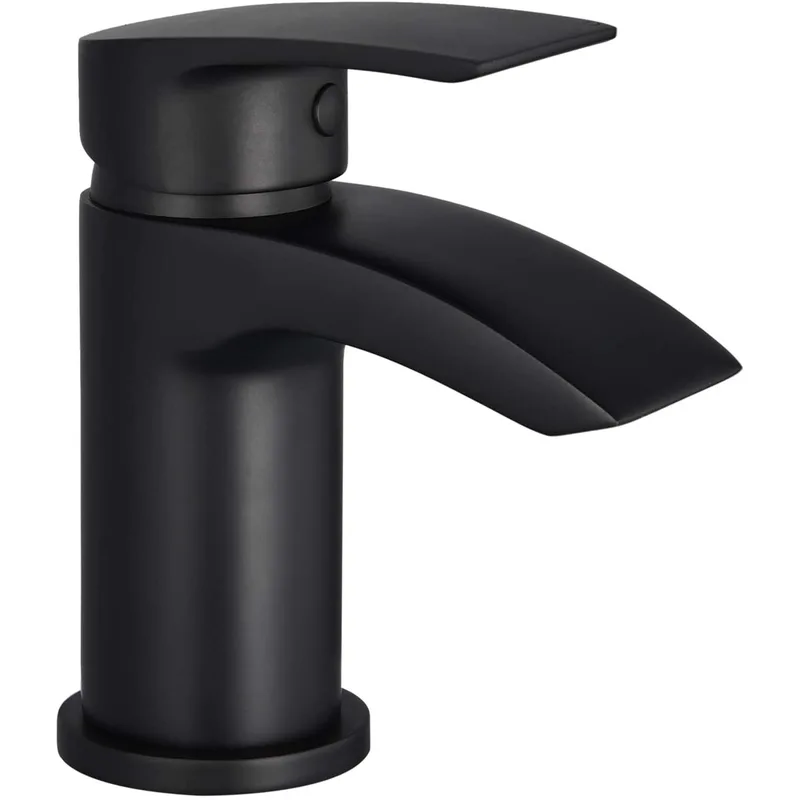 Chrome Waterfall Basin Mixer with Curved Lever – photo 4