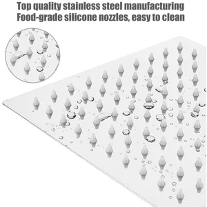 Square Rainfall Shower Head with Silicone Nozzles
