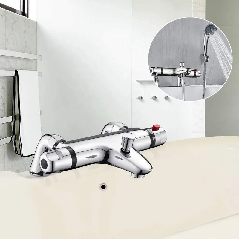 Chrome Thermostatic Bath Shower Mixer with Hand Shower Outlet – photo 5
