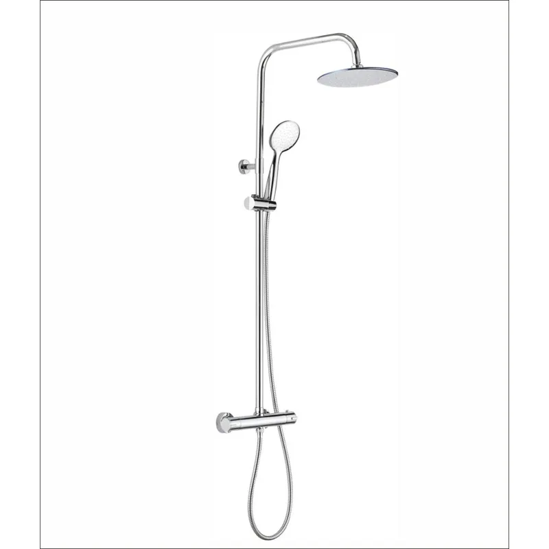 Chrome Shower Column with Round Rain Head, Hand Shower and Mixer Bar