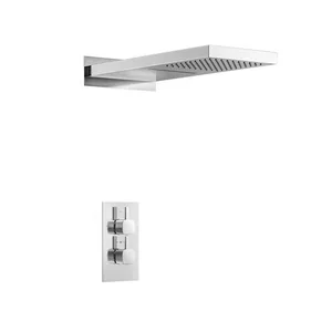 Brushed Concealed Shower System with Square Rain Head and Hand Shower – photo 2