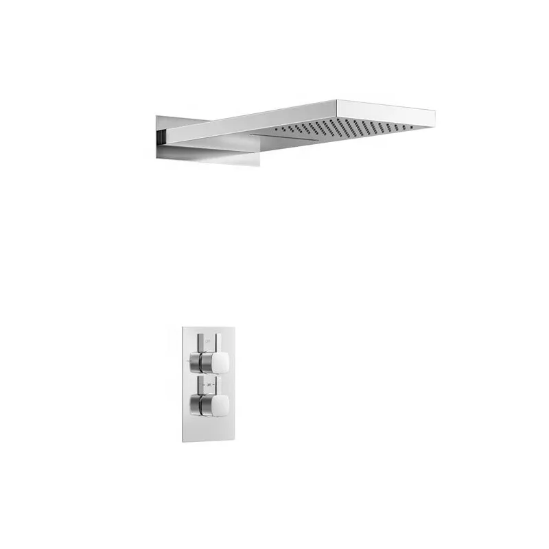 Brushed Concealed Shower System with Square Rain Head and Hand Shower – photo 2