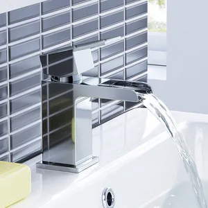 Chrome Square Waterfall Basin Mixer