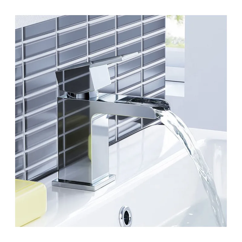 Chrome Square Waterfall Basin Mixer
