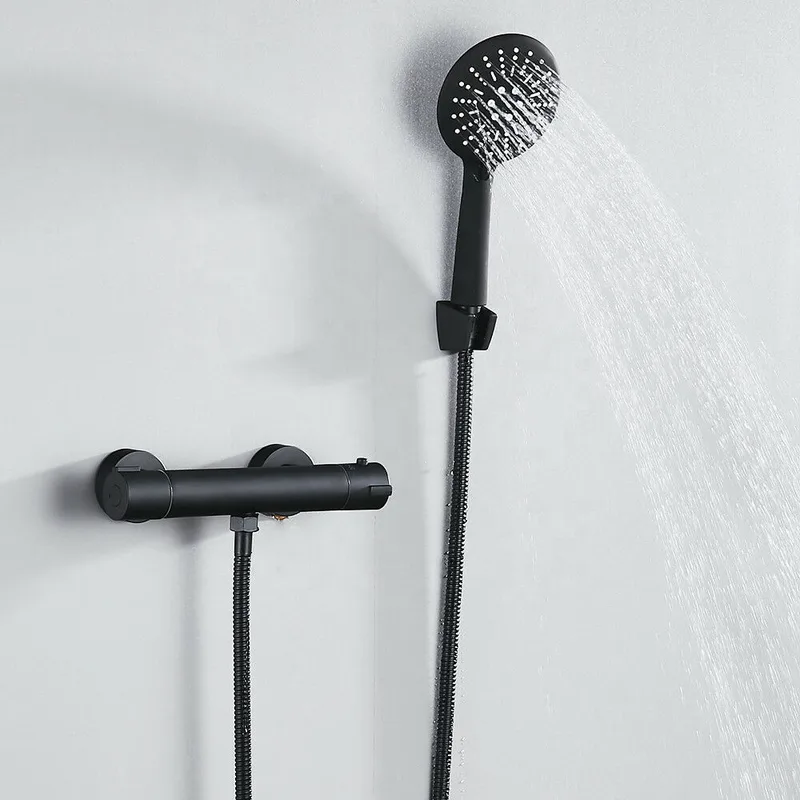Matte Black Exposed Bar Mixer Shower with Hand Shower