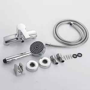 Chrome Wall-Mounted Shower Mixer with Hand Shower – photo 2