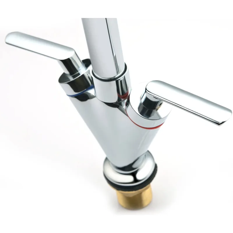 Chrome Dual-Lever Gooseneck Kitchen Mixer with Conical Body – photo 3