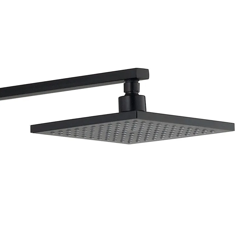 Matte Black Exposed Bar Shower Column with Square Rain Head and Hand Shower – photo 3