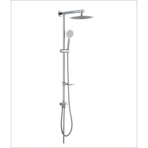 Chrome Shower Column with Round Rain Head and Soap Dish