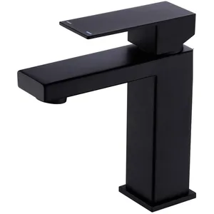 Matte Black Square Single-Lever Basin Mixer