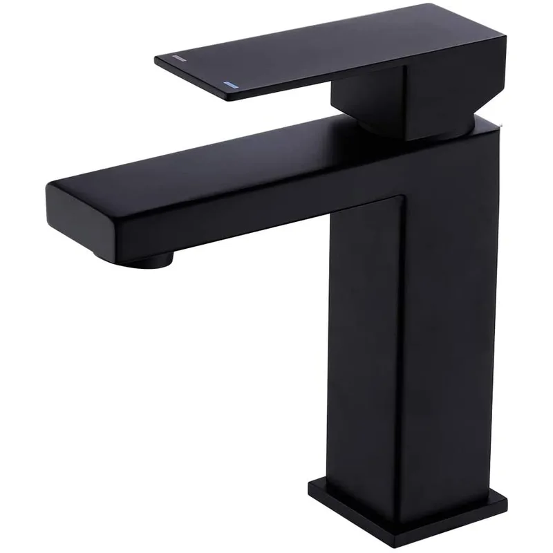 Matte Black Square Single-Lever Basin Mixer