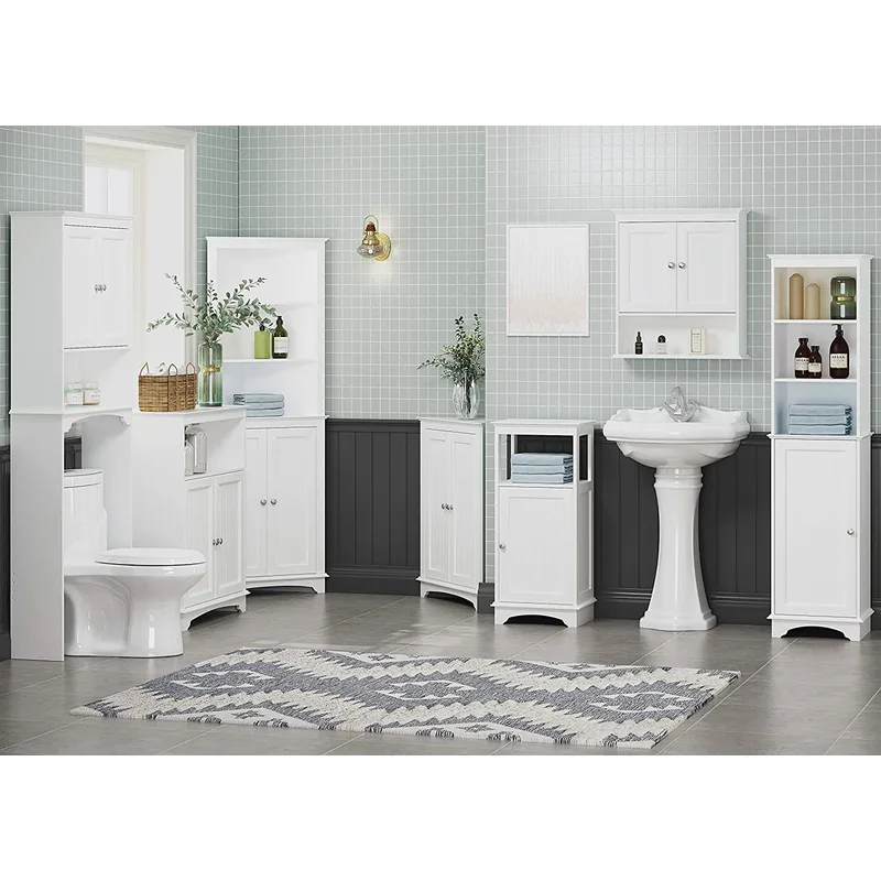White Corner Bathroom Cabinet with Adjustable Shelf – photo 2