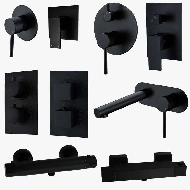 Matte Black Concealed Shower with Ceiling-Mounted Rain Head and Slide Rail – photo 2
