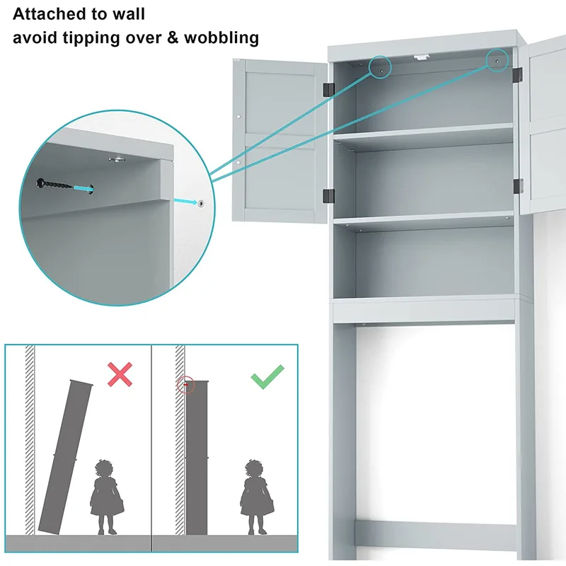 Over-the-Toilet Bathroom Storage Cabinet with Barn-Style Doors – photo 3