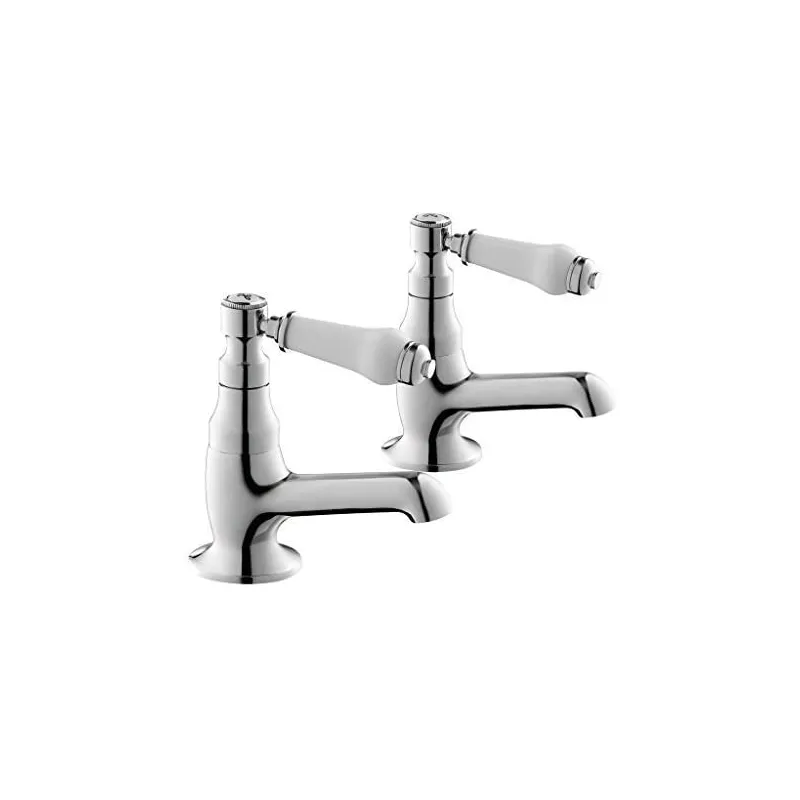 Traditional Chrome Basin Pillar Taps with White Levers (Pair) – photo 2