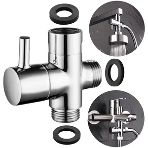 Chrome Square Wall Shower Arm with Round Head and Hand Shower Diverter – photo 4