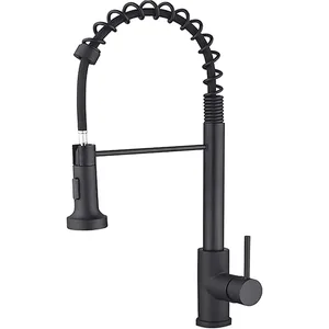Matte Black Spring Pull-Down Kitchen Faucet Sprayer – photo 3