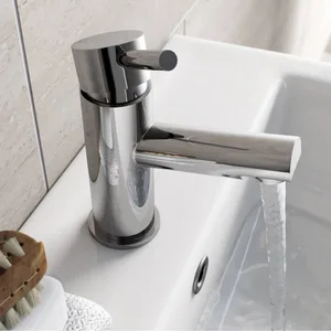 Chrome Cylindrical Basin Mixer with Side Lever