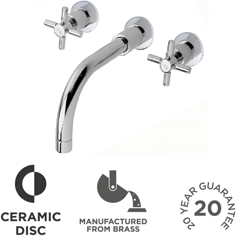 Chrome Wall-Mounted Two-Handle Basin Mixer – photo 2